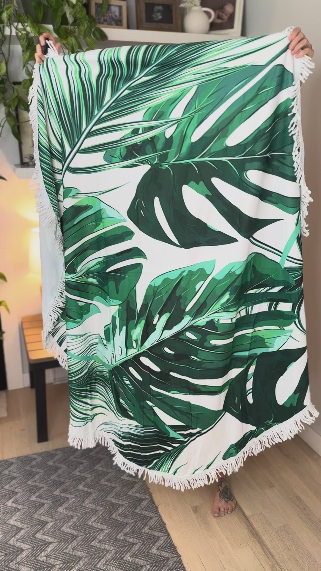 Beach Towel- GREEN PALM TROPICS
