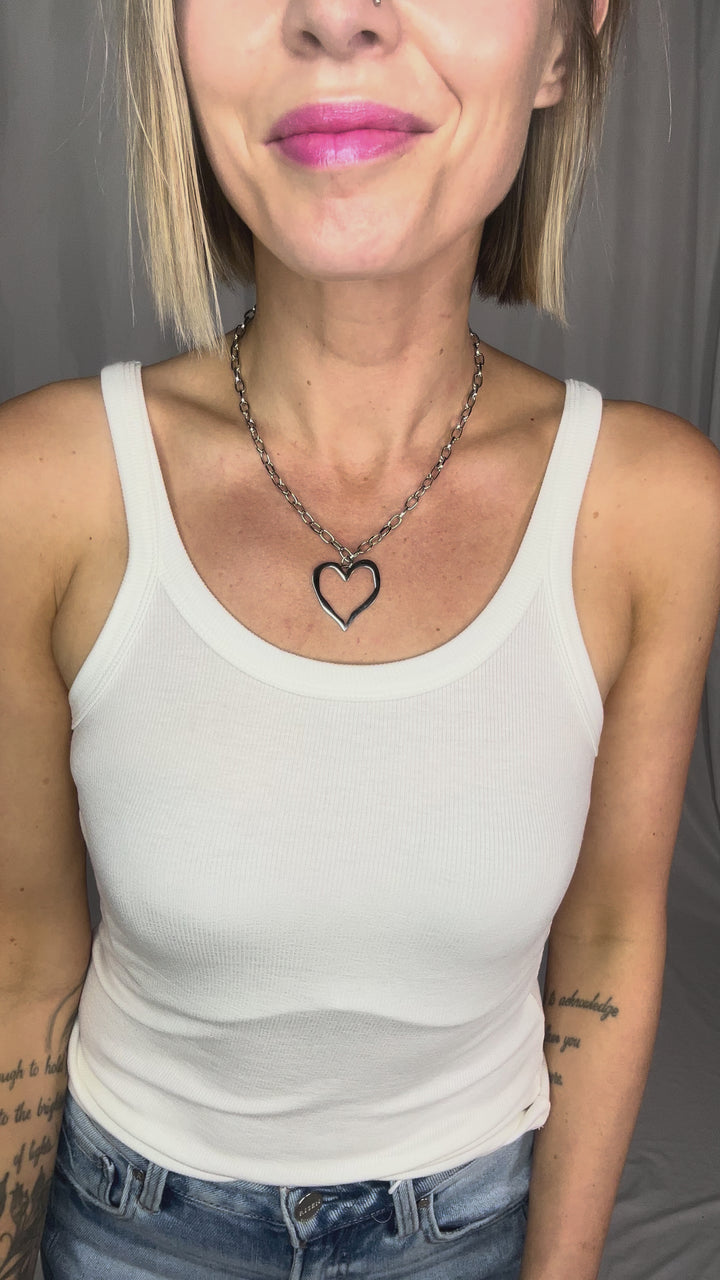 Heartlock Stainless Steel Necklace- SILVER