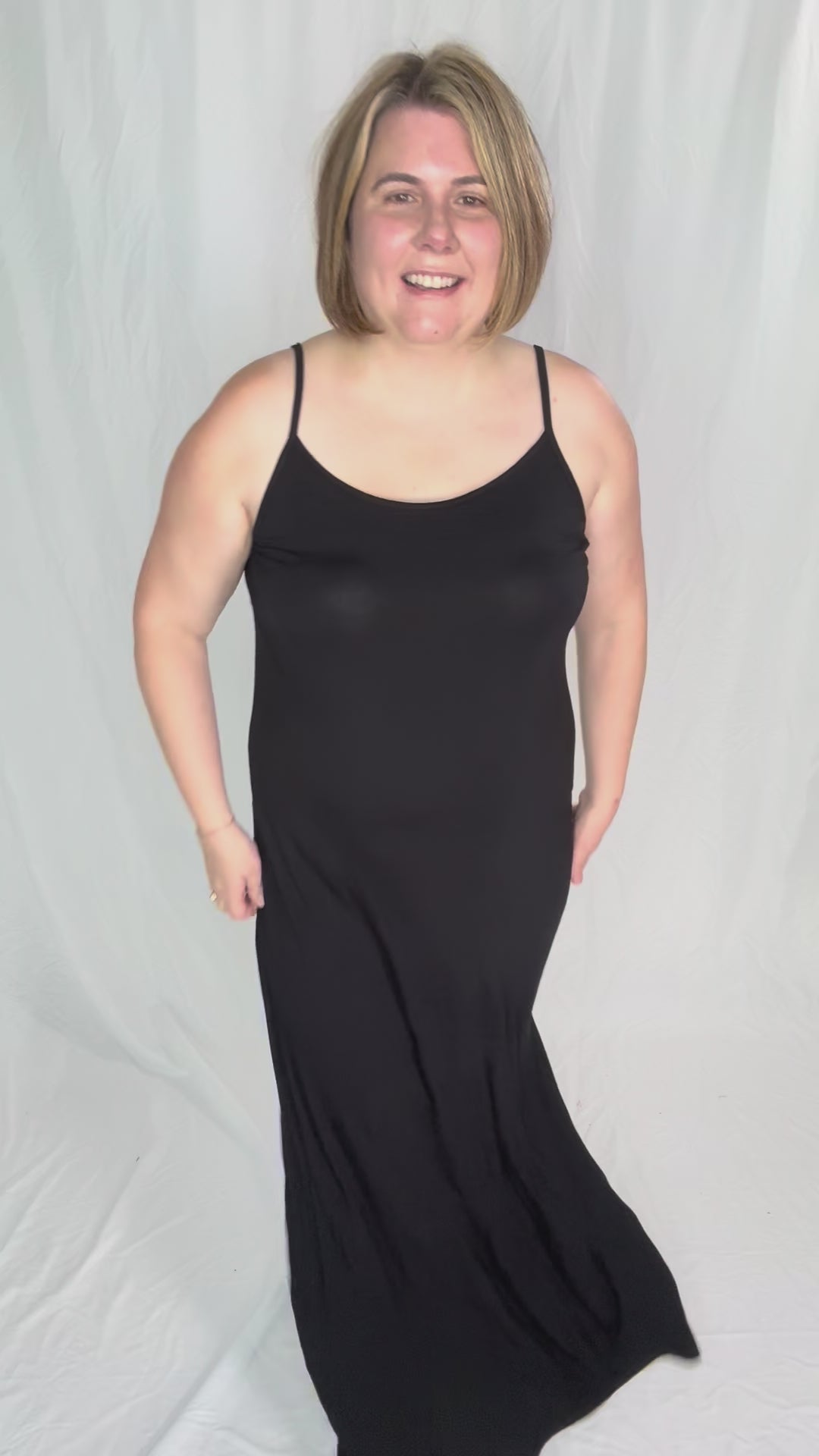 Sandy Bamboo Spaghetti Tank Maxi Dress- BLACK-FINAL SALE